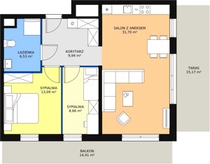3 pokoje, apartament 69,92 m², piętro 2, oferta nr H2-E-2-4, Heyki City ATAL, Szczecin, Prawobrzeże, Międzyodrze, ul. Leona Heyki