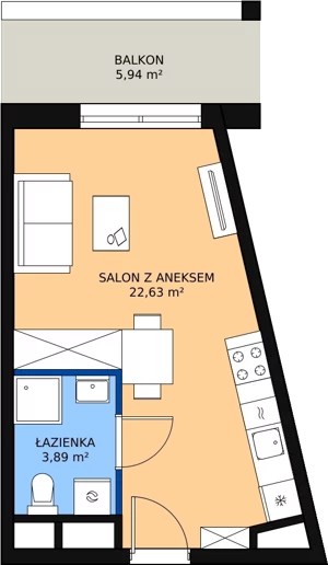 1 pokój, apartament 26,52 m², piętro 4, oferta nr H2-E-4-9, Heyki City ATAL, Szczecin, Prawobrzeże, Międzyodrze, ul. Leona Heyki