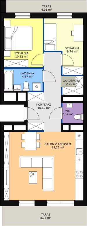 3 pokoje, apartament 69,13 m², piętro 5, oferta nr H2-D-5-1, Heyki City ATAL, Szczecin, Prawobrzeże, Międzyodrze, ul. Leona Heyki