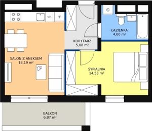 2 pokoje, apartament 43,99 m², piętro 6, oferta nr H2-E-6-6, Heyki City ATAL, Szczecin, Prawobrzeże, Międzyodrze, ul. Leona Heyki