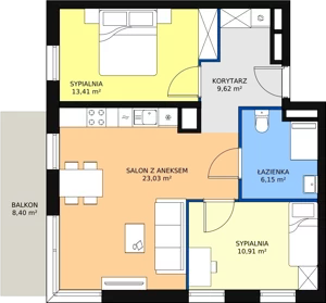 3 pokoje, apartament 63,12 m², piętro 4, oferta nr H3-F-4-7, Heyki City ATAL, Szczecin, Prawobrzeże, Międzyodrze, ul. Leona Heyki