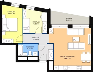 3 pokoje, apartament 66,32 m², piętro 2, oferta nr H4-C-2-13, Heyki City ATAL, Szczecin, Prawobrzeże, Międzyodrze, ul. Leona Heyki