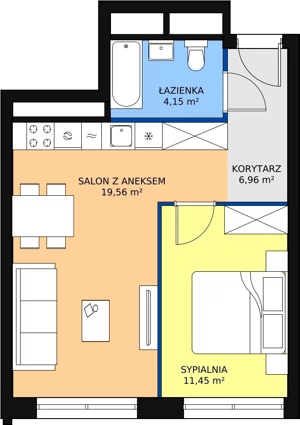 2 pokoje, apartament 42,05 m², piętro 3, oferta nr H4-C-3-10, Heyki City ATAL, Szczecin, Prawobrzeże, Międzyodrze, ul. Leona Heyki