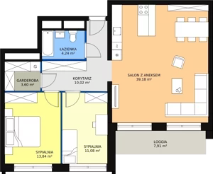 4 pokoje, apartament 81,41 m², piętro 6, oferta nr H4-C-6-3, Heyki City ATAL, Szczecin, Prawobrzeże, Międzyodrze, ul. Leona Heyki