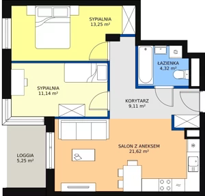 3 pokoje, mieszkanie 59,44 m², piętro 2, oferta nr D1.2.2.2, Nowy Targówek VI, Warszawa, Targówek, Targówek Mieszkaniowy, ul. Płosa 8