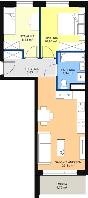 3 pokoje, mieszkanie 51,81 m², piętro 2, oferta nr D2.1.2.1, Nowy Targówek VI, Warszawa, Targówek, Targówek Mieszkaniowy, ul. Płosa 8