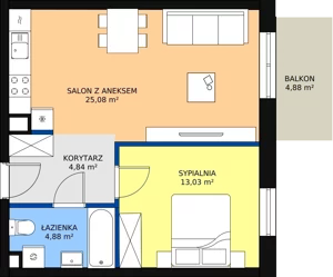 2 pokoje, mieszkanie 47,79 m², piętro 1, oferta nr B1-10, ATAL Apollina, Kowale, ul. Apollina