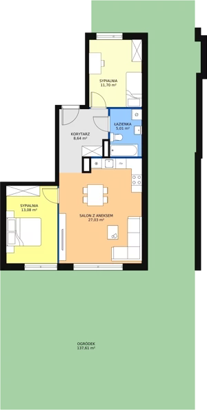 3 pokoje, apartament 65,46 m², parter, oferta nr B2_1, ATAL Zawiślańska Wille Miejskie, Gdańsk, Stogi, ul. Zawiślańska