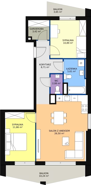 3 pokoje, apartament 69,05 m², piętro 3, oferta nr B2_4, ATAL Zawiślańska Wille Miejskie, Gdańsk, Stogi, ul. Zawiślańska