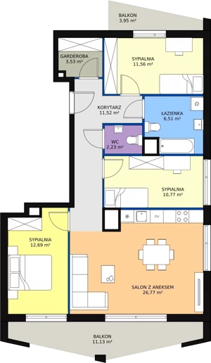 4 pokoje, apartament 85,58 m², piętro 1, oferta nr B7_2, ATAL Zawiślańska Wille Miejskie, Gdańsk, Stogi, ul. Zawiślańska