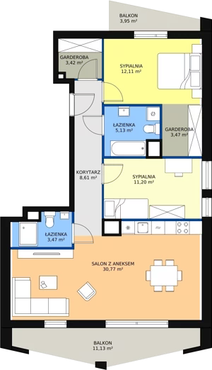 3 pokoje, apartament 78,18 m², piętro 3, oferta nr B7_4, ATAL Zawiślańska Wille Miejskie, Gdańsk, Stogi, ul. Zawiślańska