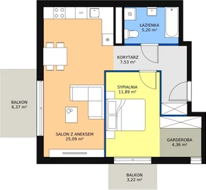 2 pokoje, apartament 54,07 m², piętro 1, oferta nr C1_2, ATAL Zawiślańska Wille Miejskie, Gdańsk, Stogi, ul. Zawiślańska