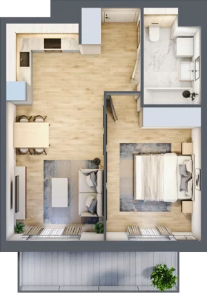 2 pokoje, mieszkanie 42,24 m², piętro 1, oferta nr 1A.04, Akacjowa Wita, Kraków, Prądnik Czerwony, Rakowice, ul. Akacjowa