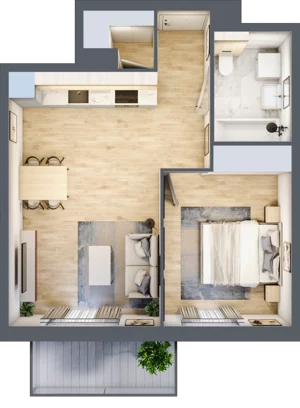 2 pokoje, mieszkanie 43,31 m², piętro 1, oferta nr 1A.05, Akacjowa Wita, Kraków, Prądnik Czerwony, Rakowice, ul. Akacjowa