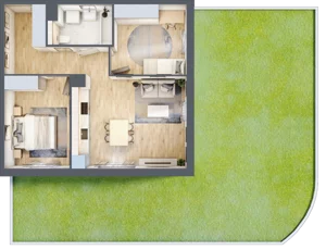 3 pokoje, mieszkanie 57,38 m², parter, oferta nr 1B.02, Akacjowa Wita, Kraków, Prądnik Czerwony, Rakowice, ul. Akacjowa