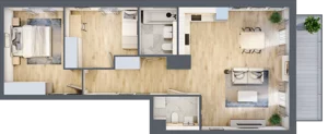 3 pokoje, mieszkanie 68,59 m², piętro 1, oferta nr 1B.07, Akacjowa Wita, Kraków, Prądnik Czerwony, Rakowice, ul. Akacjowa