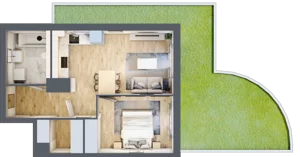 2 pokoje, mieszkanie 44,13 m², parter, oferta nr 1B.01, Akacjowa Wita, Kraków, Prądnik Czerwony, Rakowice, ul. Akacjowa