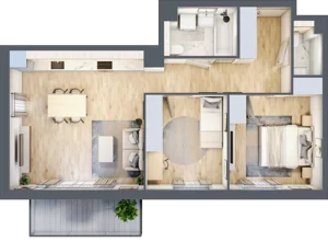 3 pokoje, mieszkanie 62,31 m², piętro 1, oferta nr 2A.08, Akacjowa Wita, Kraków, Prądnik Czerwony, Rakowice, ul. Akacjowa