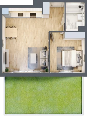 2 pokoje, mieszkanie 47,22 m², parter, oferta nr 2B.02, Akacjowa Wita, Kraków, Prądnik Czerwony, Rakowice, ul. Akacjowa