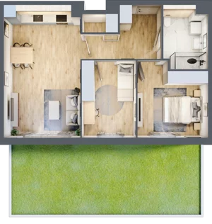 3 pokoje, mieszkanie 63,50 m², parter, oferta nr 2B.03, Akacjowa Wita, Kraków, Prądnik Czerwony, Rakowice, ul. Akacjowa