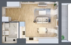 1 pokój, mieszkanie 33,61 m², piętro 2, oferta nr BII.2.M56, Przewóz 42 ATAL II, Kraków, Podgórze, Płaszów, ul. Przewóz 42