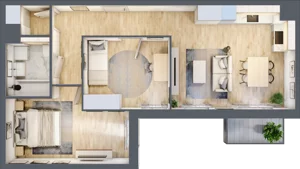 3 pokoje, mieszkanie 60,49 m², piętro 2, oferta nr BI.2.M14, Przewóz 42 ATAL II, Kraków, Podgórze, Płaszów, ul. Przewóz 42