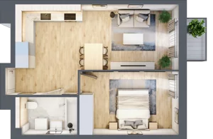 2 pokoje, mieszkanie 44,63 m², piętro 1, oferta nr BIII.1.M90, Przewóz 42 ATAL II, Kraków, Podgórze, Płaszów, ul. Przewóz 42