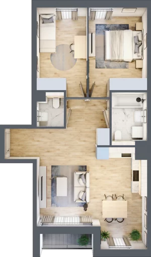 3 pokoje, mieszkanie 62,83 m², piętro 1, oferta nr BI.1.M07, Przewóz 42 ATAL II, Kraków, Podgórze, Płaszów, ul. Przewóz 42