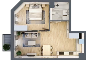 2 pokoje, mieszkanie 43,76 m², piętro 1, oferta nr BII.1.M50, Przewóz 42 ATAL II, Kraków, Podgórze, Płaszów, ul. Przewóz 42