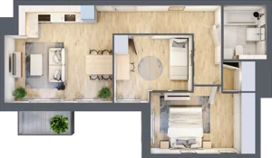 3 pokoje, mieszkanie 56,76 m², piętro 5, oferta nr BII.5.M77, Przewóz 42 ATAL II, Kraków, Podgórze, Płaszów, ul. Przewóz 42