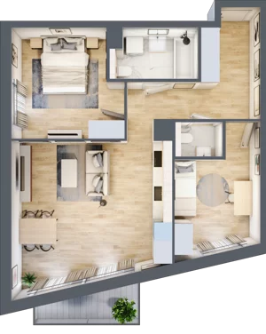 3 pokoje, mieszkanie 64,53 m², piętro 2, oferta nr BI.2.M16, Przewóz 42 ATAL II, Kraków, Podgórze, Płaszów, ul. Przewóz 42