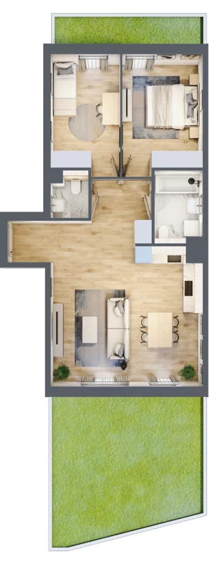 3 pokoje, mieszkanie 66,51 m², parter, oferta nr BI.0.M01, Przewóz 42 ATAL II, Kraków, Podgórze, Płaszów, ul. Przewóz 42