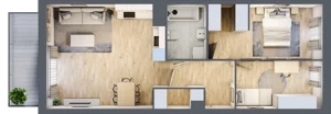3 pokoje, mieszkanie 62,56 m², piętro 1, oferta nr B10-K2-1-1, Żerniki Na Novo III, Wrocław, Żerniki, ul. Maxa Berga