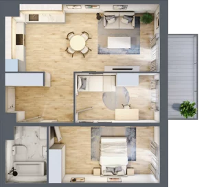 3 pokoje, mieszkanie 59,50 m², piętro 2, oferta nr B10-K3-2-2, Żerniki Na Novo III, Wrocław, Żerniki, ul. Maxa Berga