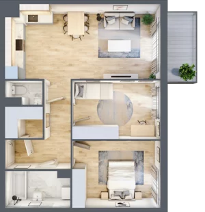 3 pokoje, mieszkanie 68,55 m², piętro 4, oferta nr B10-K3-4-2, Żerniki Na Novo III, Wrocław, Żerniki, ul. Maxa Berga