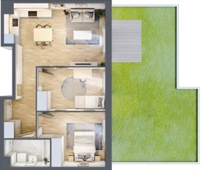 3 pokoje, mieszkanie 54,26 m², piętro 1, oferta nr B9-K5-1-2, Żerniki Na Novo III, Wrocław, Żerniki, ul. Maxa Berga