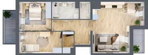 3 pokoje, mieszkanie 66,43 m², piętro 2, oferta nr B12-K3-2-1, Żerniki Na Novo III, Wrocław, Żerniki, ul. Maxa Berga