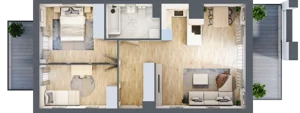 3 pokoje, mieszkanie 60,87 m², piętro 4, oferta nr B12-K3-4-1, Żerniki Na Novo III, Wrocław, Żerniki, ul. Maxa Berga