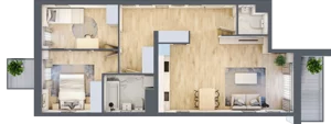 3 pokoje, mieszkanie 66,61 m², piętro 2, oferta nr B12-K2-2-1, Żerniki Na Novo III, Wrocław, Żerniki, ul. Maxa Berga