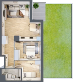 3 pokoje, mieszkanie 56,50 m², piętro 1, oferta nr B12-K3-1-2, Żerniki Na Novo III, Wrocław, Żerniki, ul. Maxa Berga