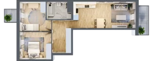 3 pokoje, mieszkanie 57,62 m², piętro 4, oferta nr B12-K1-4-1, Żerniki Na Novo III, Wrocław, Żerniki, ul. Maxa Berga
