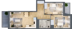 3 pokoje, mieszkanie 59,55 m², piętro 2, oferta nr B12-K2-2-4, Żerniki Na Novo III, Wrocław, Żerniki, ul. Maxa Berga