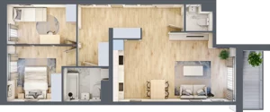 3 pokoje, mieszkanie 66,61 m², piętro 1, oferta nr B12-K2-1-1, Żerniki Na Novo III, Wrocław, Żerniki, ul. Maxa Berga