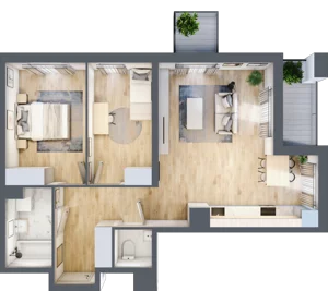 3 pokoje, mieszkanie 65,71 m², piętro 4, oferta nr B12-K2-4-2, Żerniki Na Novo III, Wrocław, Żerniki, ul. Maxa Berga