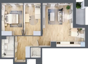 3 pokoje, mieszkanie 64,70 m², piętro 2, oferta nr B12-K2-2-2, Żerniki Na Novo III, Wrocław, Żerniki, ul. Maxa Berga