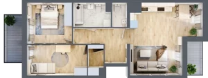 3 pokoje, mieszkanie 66,64 m², piętro 1, oferta nr B12-K3-1-1, Żerniki Na Novo III, Wrocław, Żerniki, ul. Maxa Berga