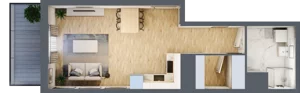 1 pokój, mieszkanie 35,00 m², piętro 4, oferta nr B12-K2-4-4, Żerniki Na Novo III, Wrocław, Żerniki, ul. Maxa Berga