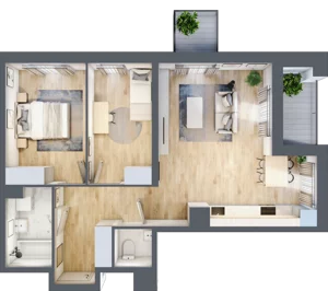 3 pokoje, mieszkanie 64,71 m², piętro 1, oferta nr B12-K2-1-2, Żerniki Na Novo III, Wrocław, Żerniki, ul. Maxa Berga