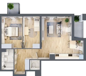 3 pokoje, mieszkanie 65,71 m², piętro 3, oferta nr B12-K2-3-2, Żerniki Na Novo III, Wrocław, Żerniki, ul. Maxa Berga
