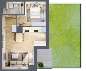 2 pokoje, mieszkanie 42,19 m², piętro 1, oferta nr B12-K2-1-3, Żerniki Na Novo III, Wrocław, Żerniki, ul. Maxa Berga